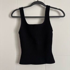 Babaton Black Ribbed Tank Top